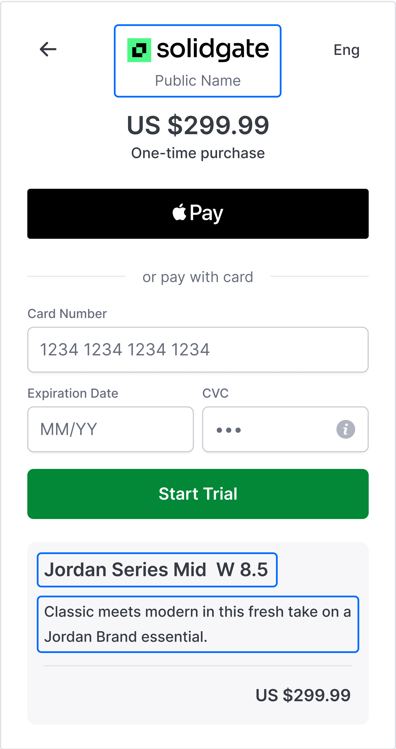 Payment page example